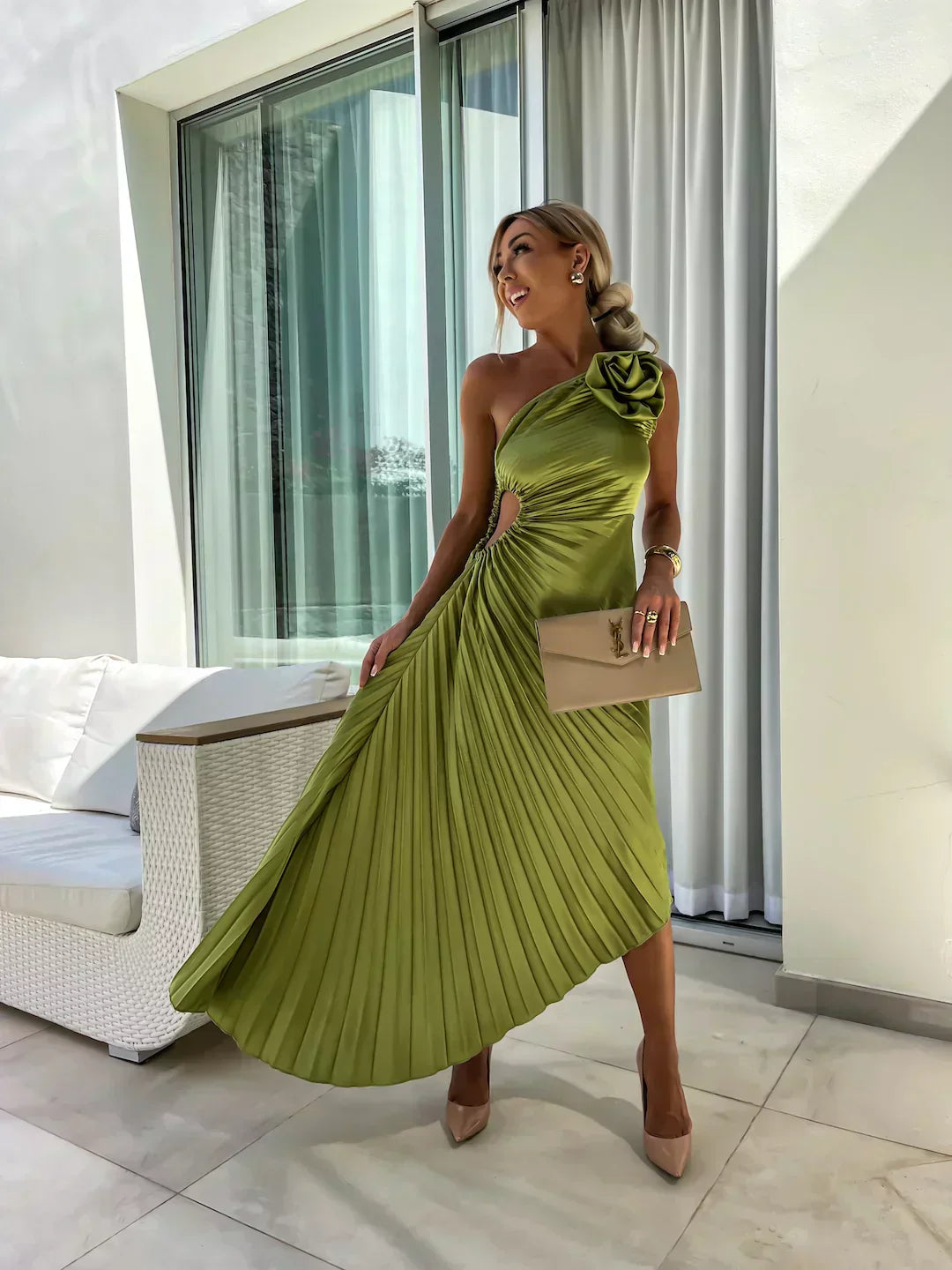 Marlene | Chic Asymmetrical Pleated Evening Dress Women Style