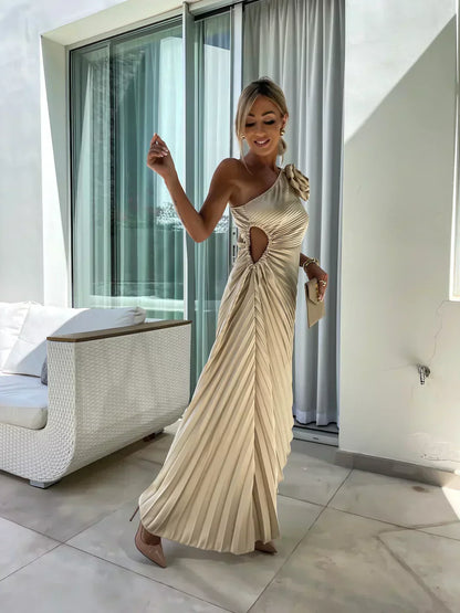 Marlene | Chic Asymmetrical Pleated Evening Dress Women Style