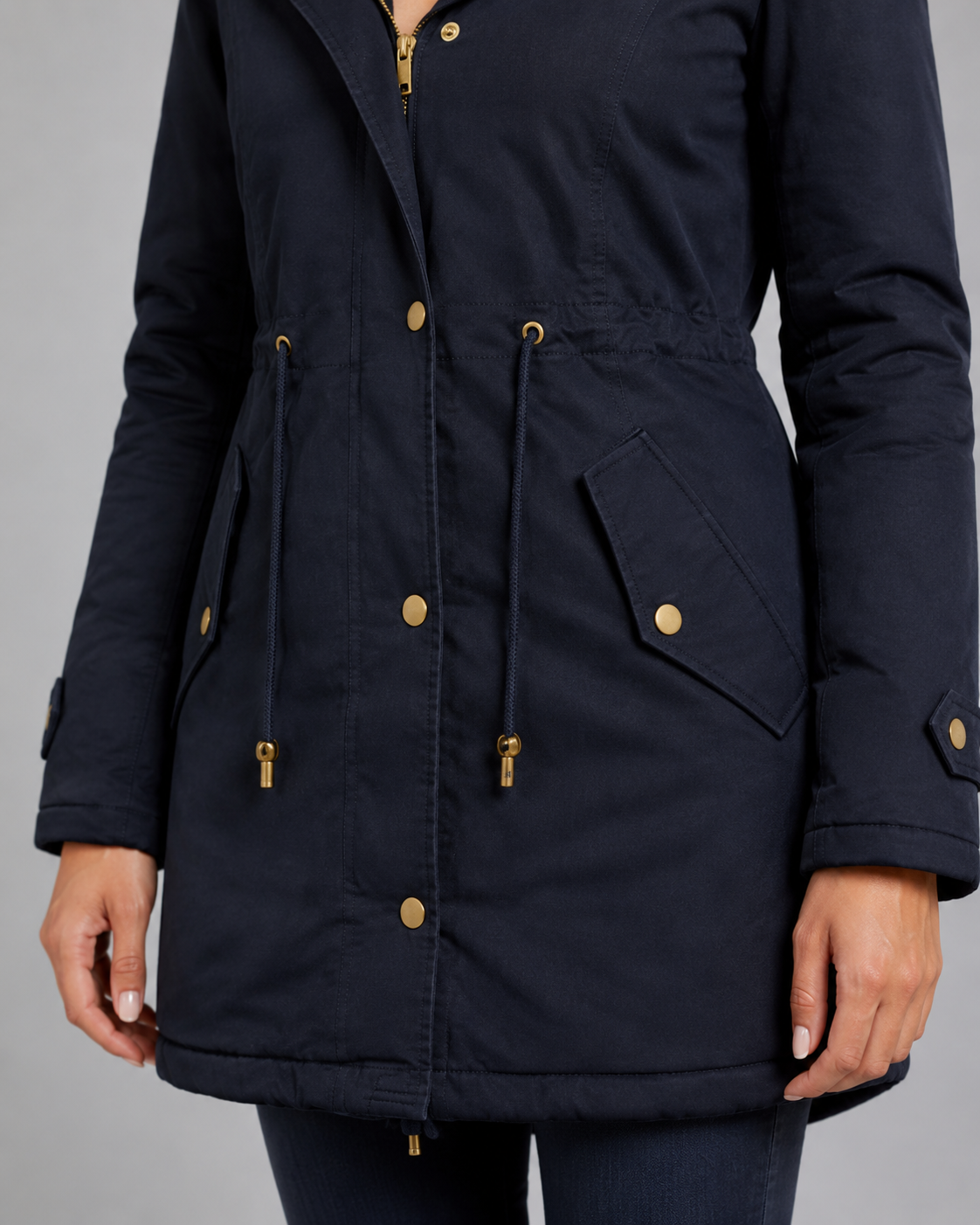 Women's Winter Parka - Hooded Long Coat with Faux Fur Trim