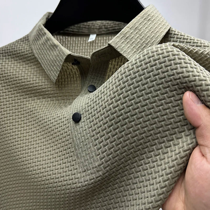 Giancarlo | Men's Denim High-Waist Textured Shirt