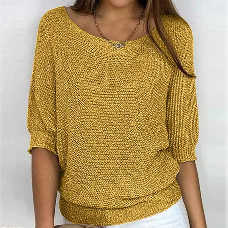 Women's Batwing Sleeve Knit Sweater – Ribbed Hem