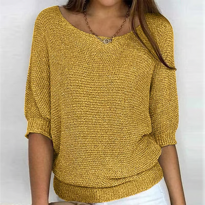 Women's Batwing Sleeve Knit Sweater – Ribbed Hem