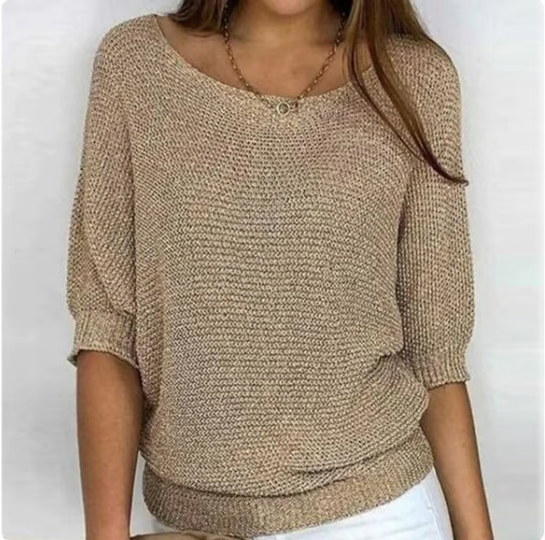 Women's Batwing Sleeve Knit Sweater – Ribbed Hem