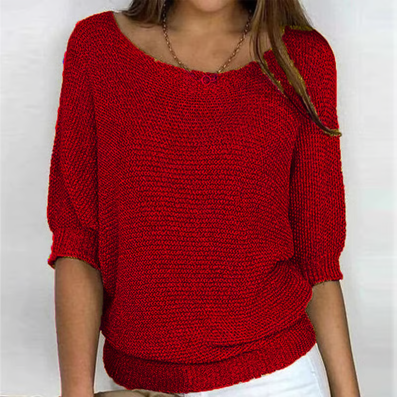 Women's Batwing Sleeve Knit Sweater – Ribbed Hem