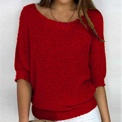 Women's Batwing Sleeve Knit Sweater – Ribbed Hem