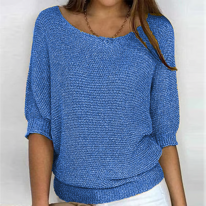 Women's Batwing Sleeve Knit Sweater – Ribbed Hem