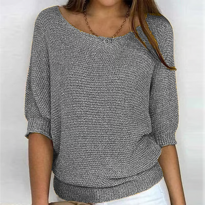 Women's Batwing Sleeve Knit Sweater – Ribbed Hem
