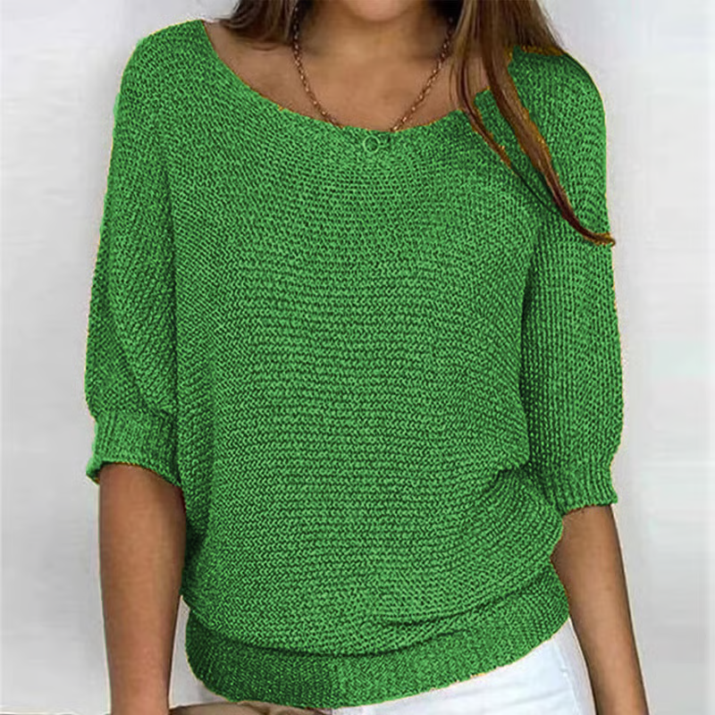 Women's Batwing Sleeve Knit Sweater – Ribbed Hem
