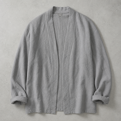 Men's Linen Cardigan - Lightweight Open Front Casual Sweater