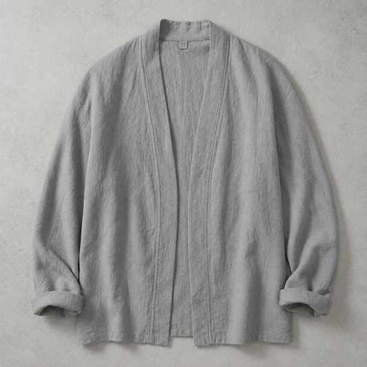 Men's Linen Cardigan - Lightweight Open Front Casual Sweater