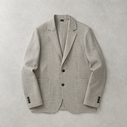 Men's Linen Blend Blazer - Textured Casual Jacket