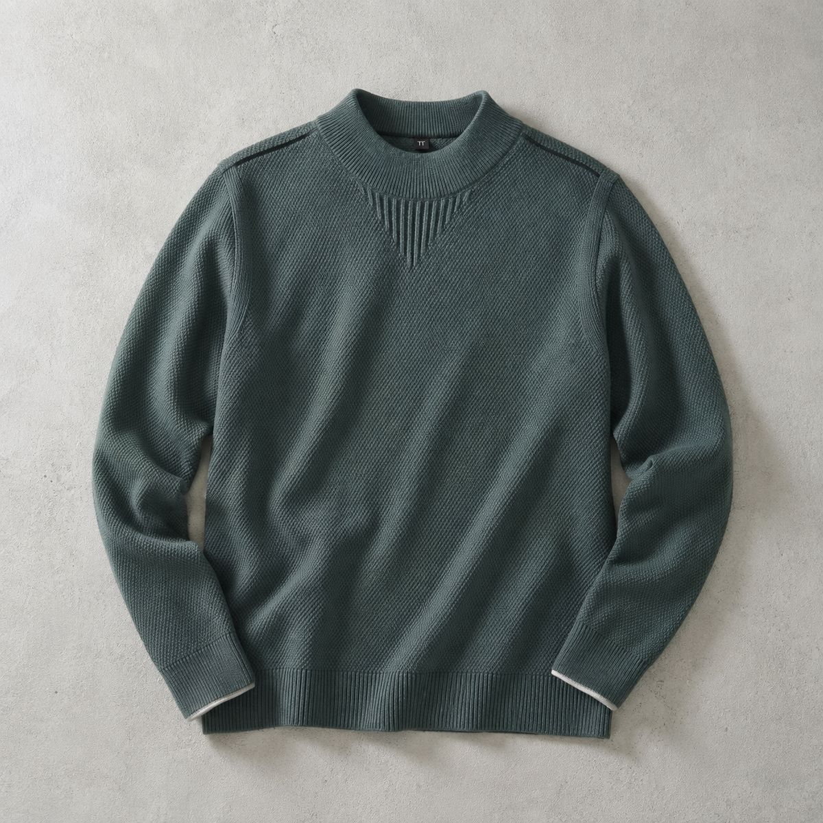 Men's Mock Neck Sweater - Waffle Knit Casual Pullover