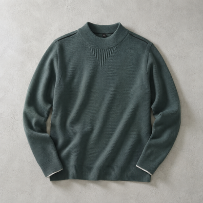 Men's Mock Neck Sweater - Waffle Knit Casual Pullover
