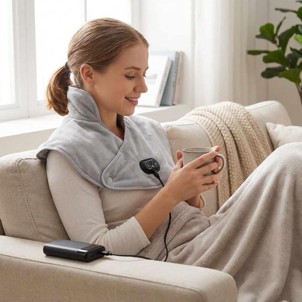 Neck & Shoulder Heating Pad | 3 Heat Levels, Vibration Massage, Carbon Fiber Heat & Auto Shutoff