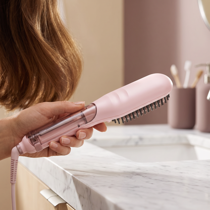 Steam Hair Straightening Brush, Ceramic Anti-Scald Bristles and 4 Heat Settings for Thick, Curly and Frizzy Hair