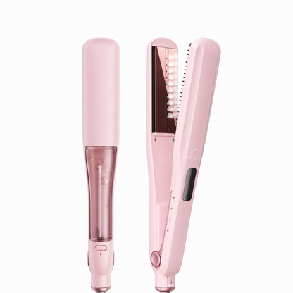 Ionic Steam Flat Iron, Titanium Hair Straightener Plates with Detachable Comb for Silk-Press Styling