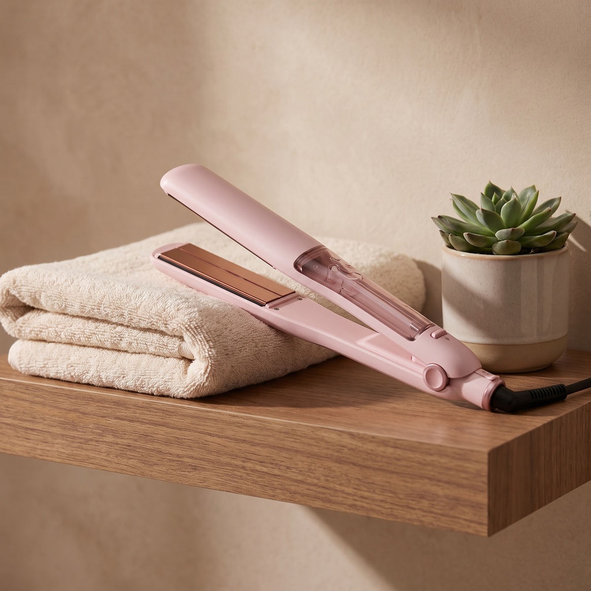 Ionic Steam Flat Iron, Titanium Hair Straightener Plates with Detachable Comb for Silk-Press Styling