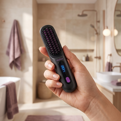 Cordless Mini Hair Straightener Brush, Compact Portable Hair Styler for Travel and Touch-Ups