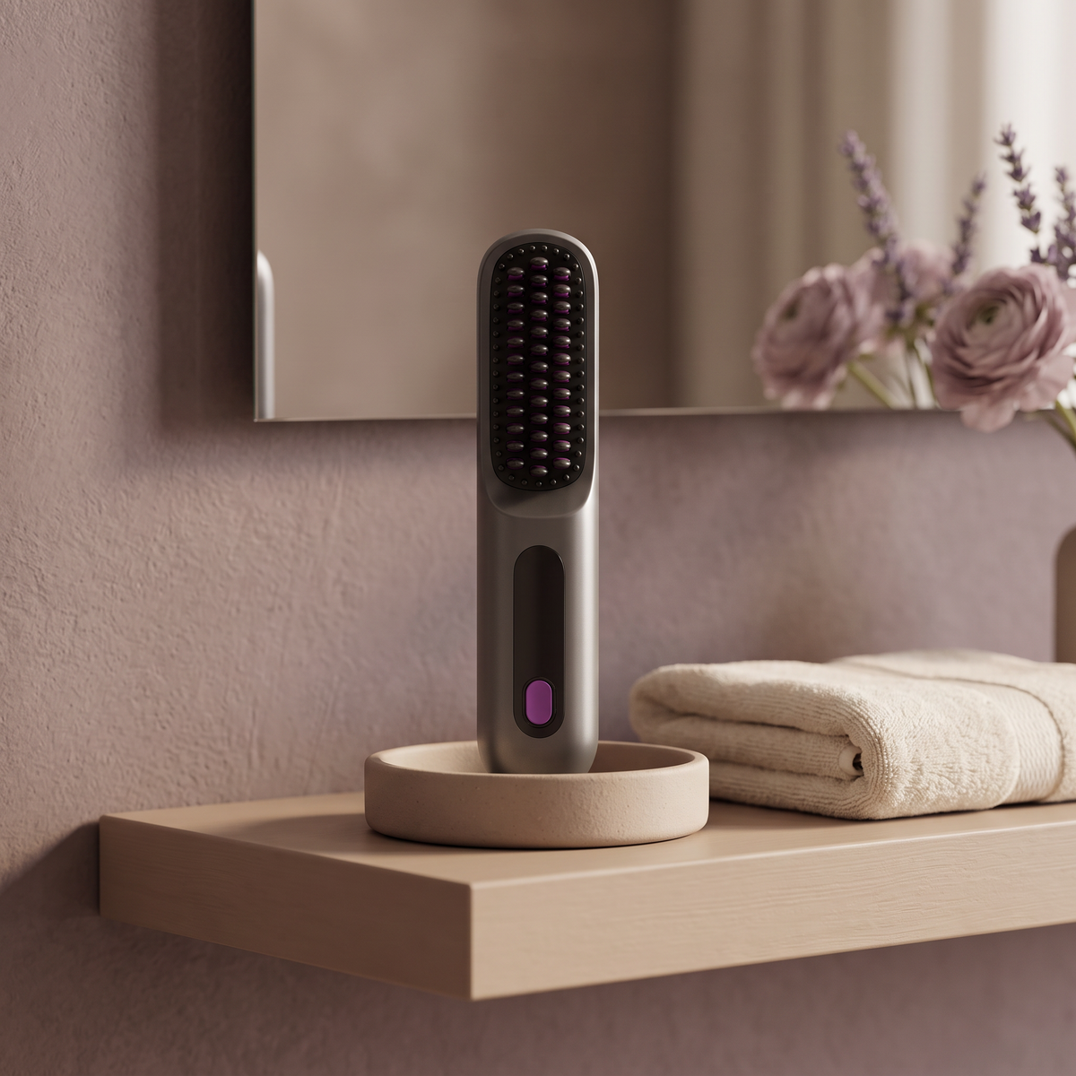 Cordless Mini Hair Straightener Brush, Compact Portable Hair Styler for Travel and Touch-Ups