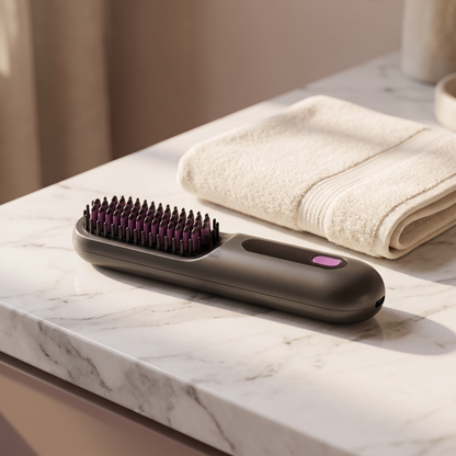 Cordless Mini Hair Straightener Brush, Compact Portable Hair Styler for Travel and Touch-Ups