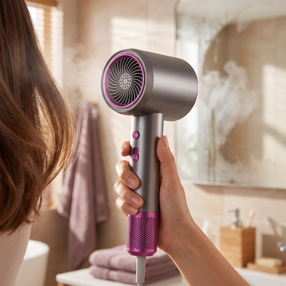 Ionic Hair Dryer with Negative Ion Technology, Concentrator and Diffuser Attachments for Fast Hair Drying