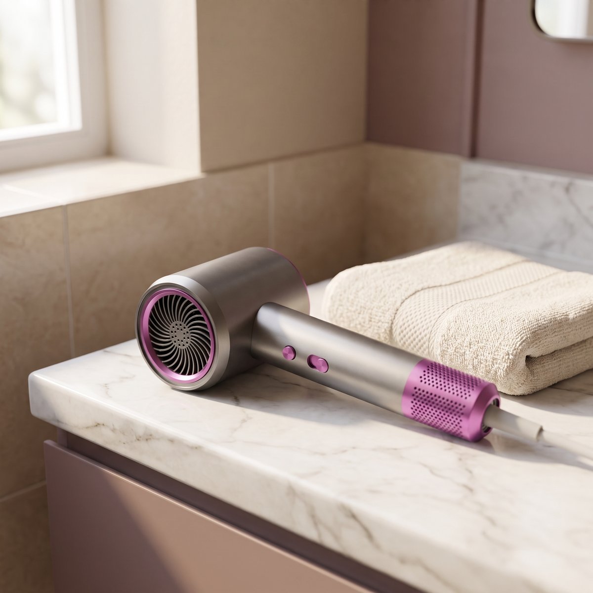 Ionic Hair Dryer with Negative Ion Technology, Concentrator and Diffuser Attachments for Fast Hair Drying