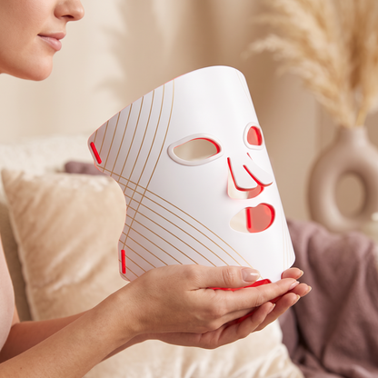 LED Red Light Therapy Face Mask, Hands-Free Rechargeable Facial Device for At-Home Skincare