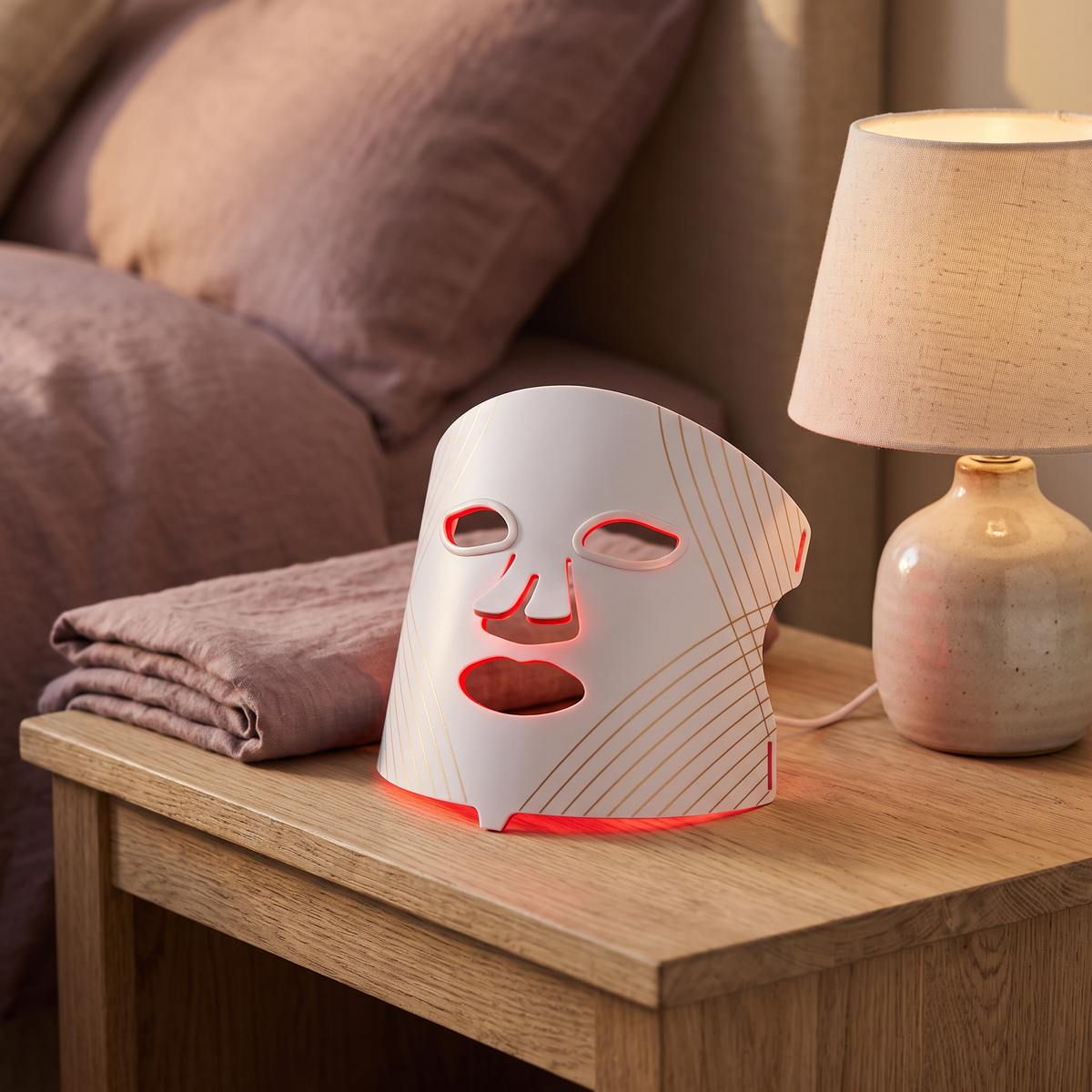 LED Red Light Therapy Face Mask, Hands-Free Rechargeable Facial Device for At-Home Skincare