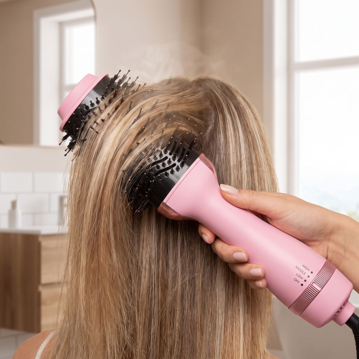 4-in-1 Ionic Hot Air Brush, Ceramic-Titanium Blow Dryer Brush for Hair Volume and Smooth Styling