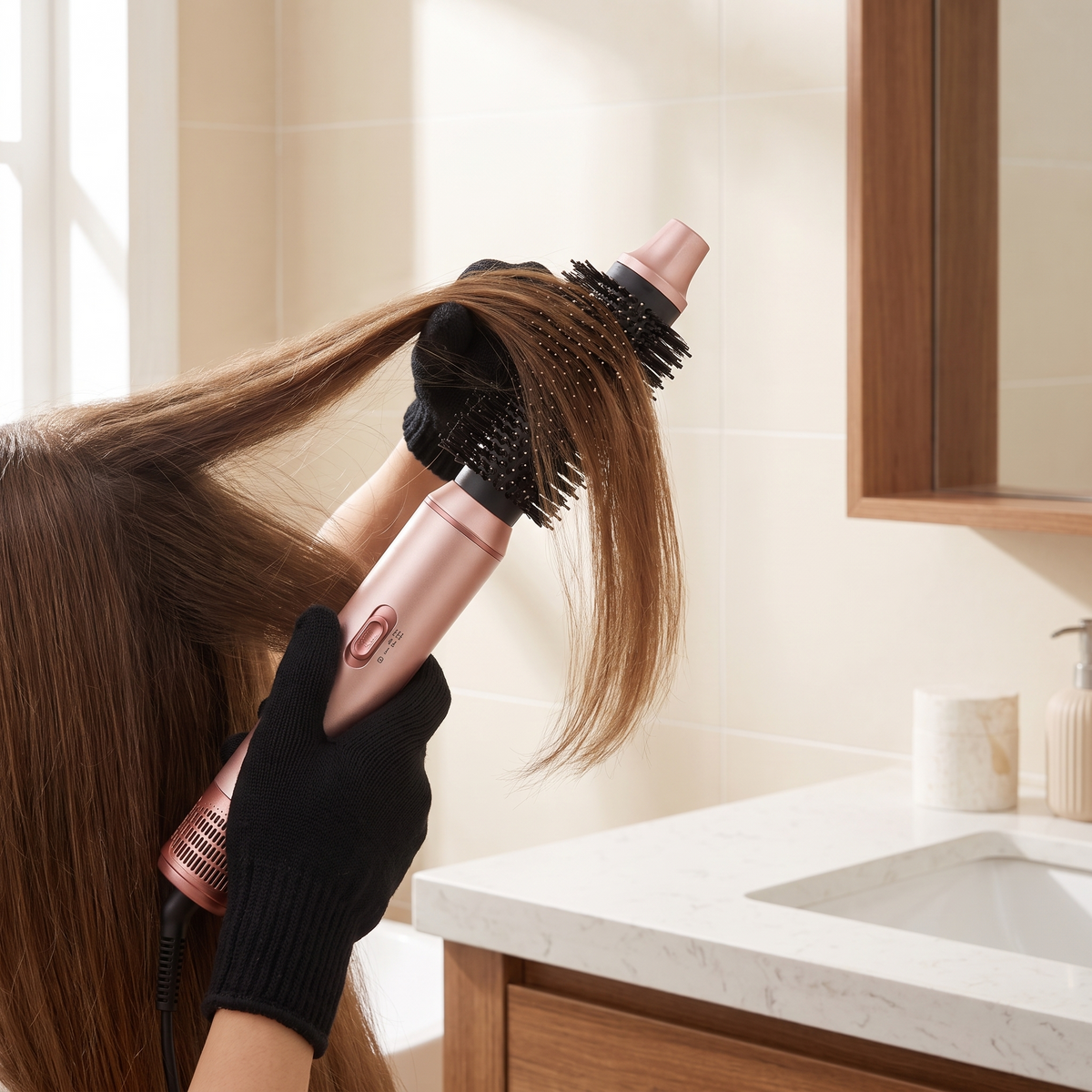 5-in-1 Hot Air Styler Set, Ionic Hair Dryer Brush with Auto-Curling Barrel and Volumizing Round Brush