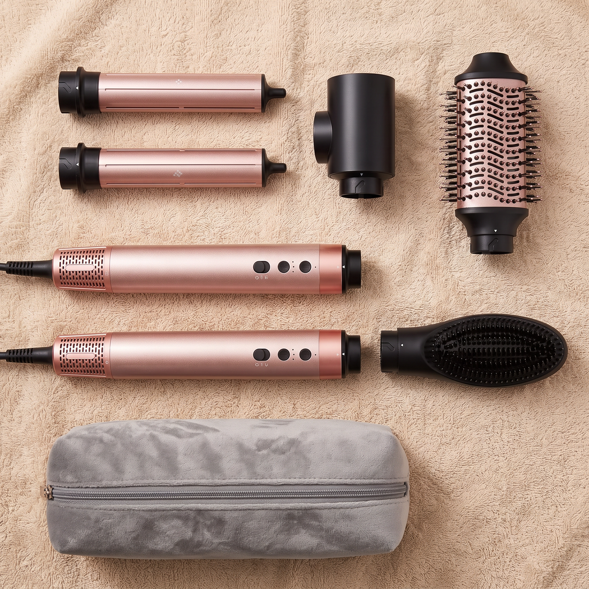 5-in-1 Hot Air Brush, 1400W Ionic Hair Dryer Brush with Auto-Curling, Cool Shot and Travel Bag