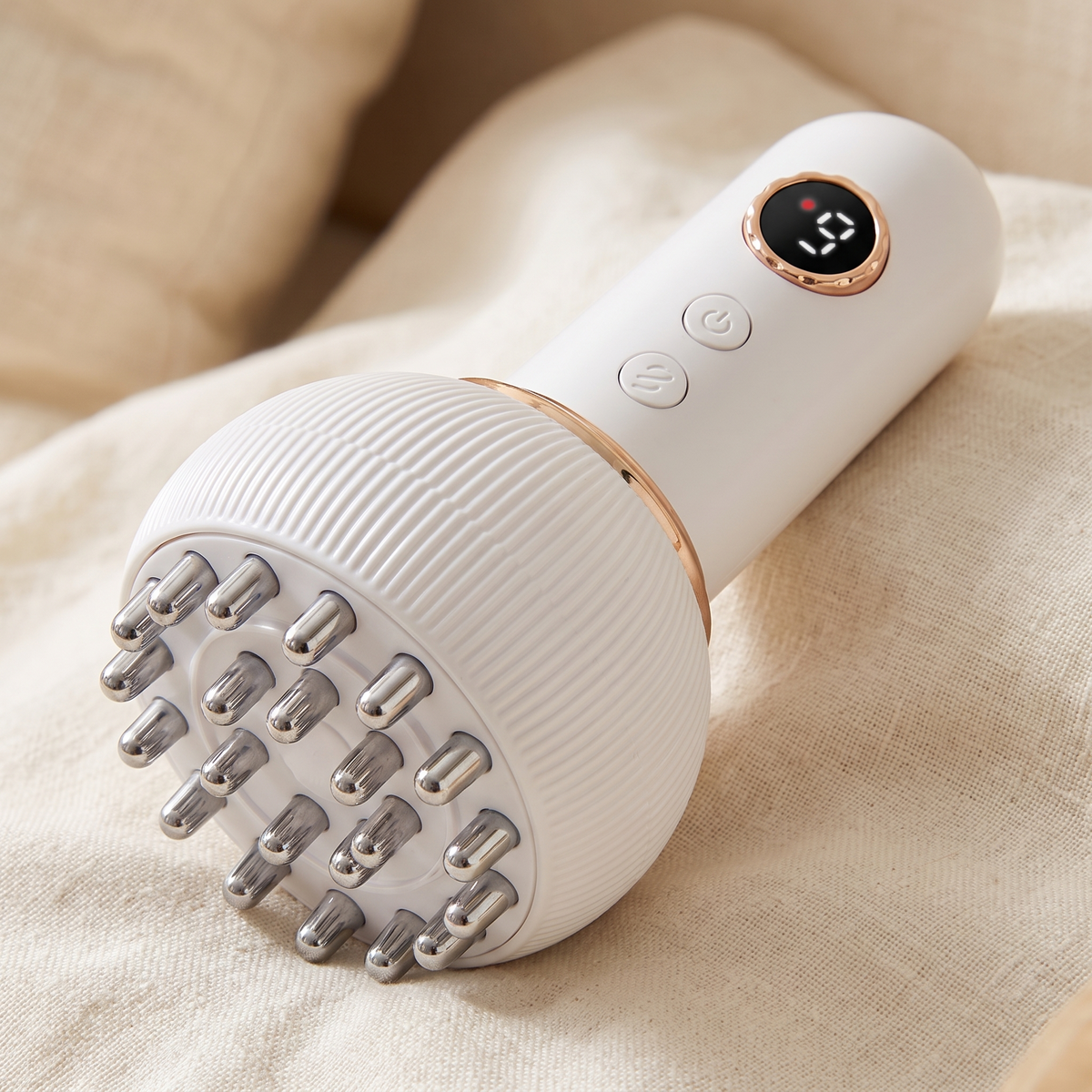 Cordless Handheld Body Massager with Heat and Vibration, Rechargeable Deep Tissue Massage Tool for Legs, Arms and Back