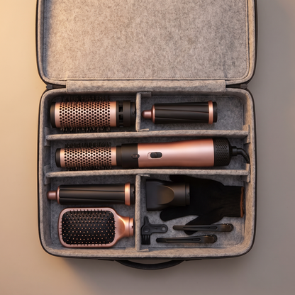 5-in-1 Hot Air Hair Styler, Ionic Hair Styling System with Storage Case for Fine and Color-Treated Hair