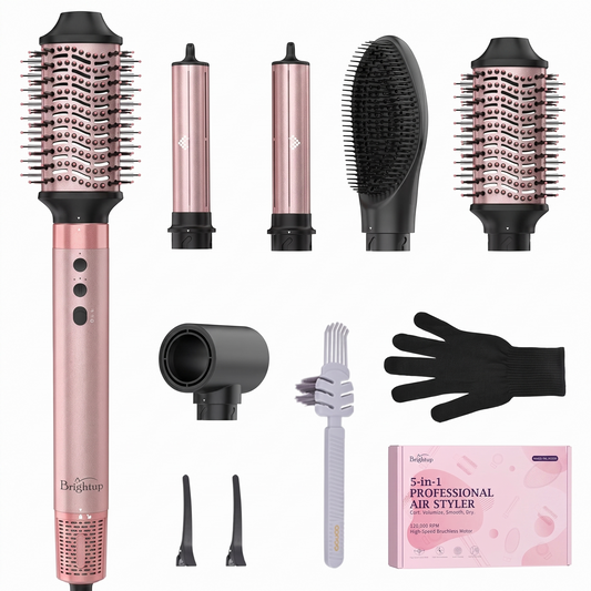 5-in-1 Hot Air Hair Styler, Ionic Hair Styling System with Storage Case for Fine and Color-Treated Hair