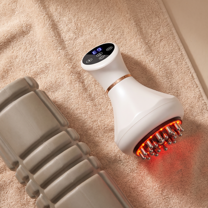 Handheld Body Massager with Red Light and Vibration, Rechargeable Cordless Massage Tool for Neck, Back, Shoulders and Legs