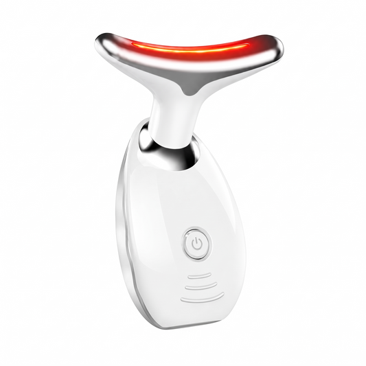 Multi-Color LED Face and Neck Beauty Device, Rechargeable Handheld Light and Vibration Facial Tool