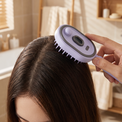 Electric Scalp Massager Brush with Oil Dispenser, Red Light Feature, Self-Cleaning Bristles and Rechargeable Design