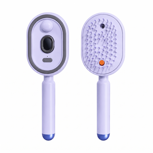 Electric Scalp Massager Brush with Oil Dispenser, Red Light Feature, Self-Cleaning Bristles and Rechargeable Design