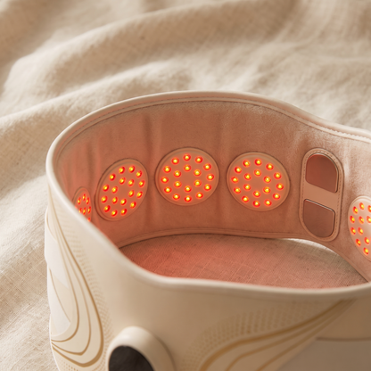 EMS Waist Belt with Red Light Feature, Rechargeable Cordless Core Training Device with Adjustable Intensity and Remote