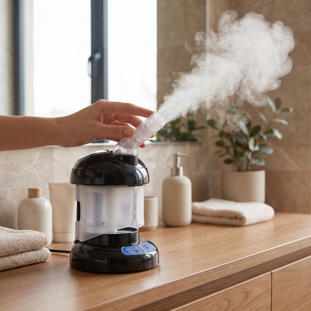 Nano Ionic Facial Steamer, Warm Mist Face Steamer with Extendable Arm for At-Home Skincare