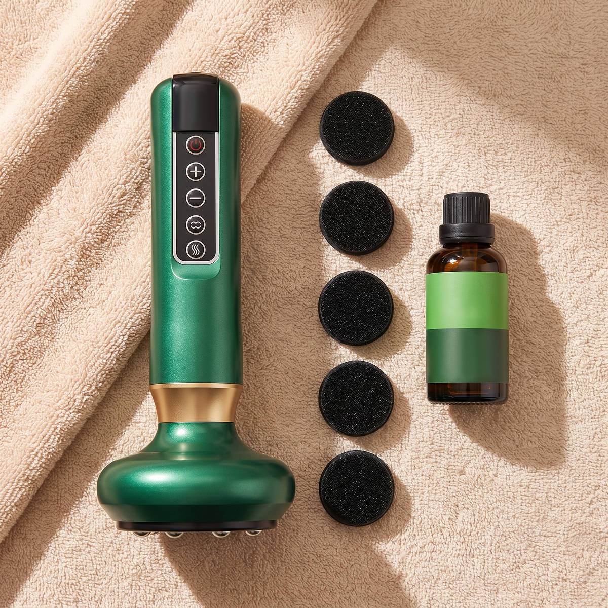 Electric Cupping Massager, Rechargeable Handheld Suction and Heat Massage Device with 12 Intensity Levels