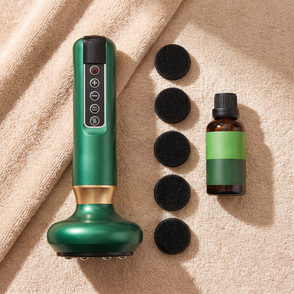 Electric Cupping Massager, Rechargeable Handheld Suction and Heat Massage Device with 12 Intensity Levels