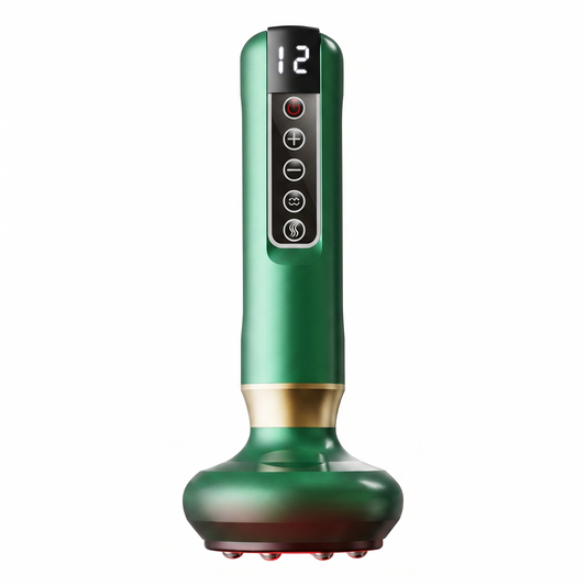Electric Cupping Massager, Rechargeable Handheld Suction and Heat Massage Device with 12 Intensity Levels