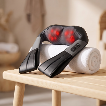 Shiatsu Neck and Back Massager with Heat, Deep-Kneading Nodes and Adjustable Straps for Chair, Sofa or Bed