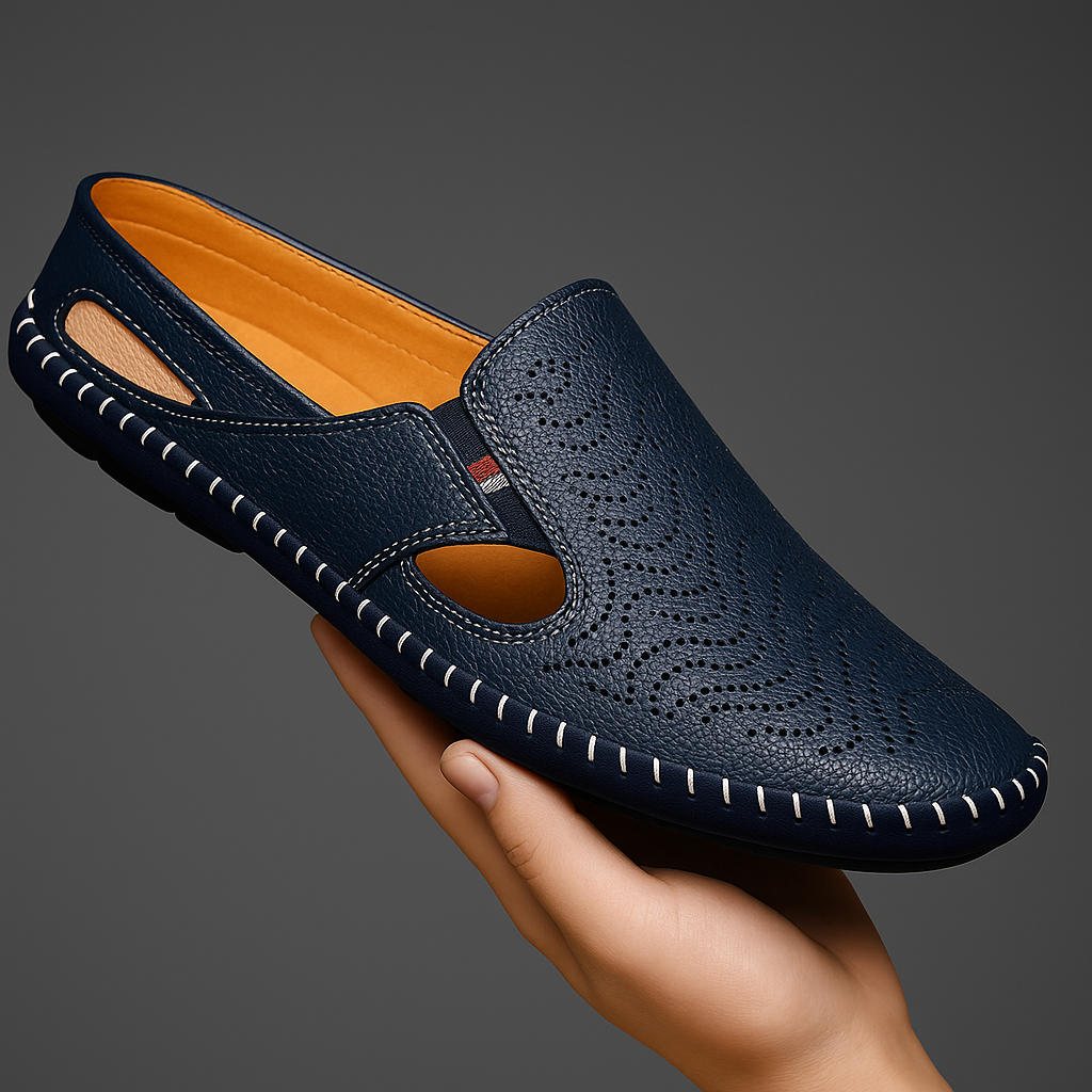 Men's Leather Sandals - Slide Summer Casual Sandals