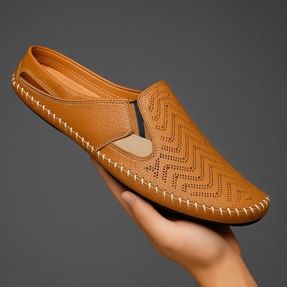 Men's Leather Sandals - Slide Summer Casual Sandals