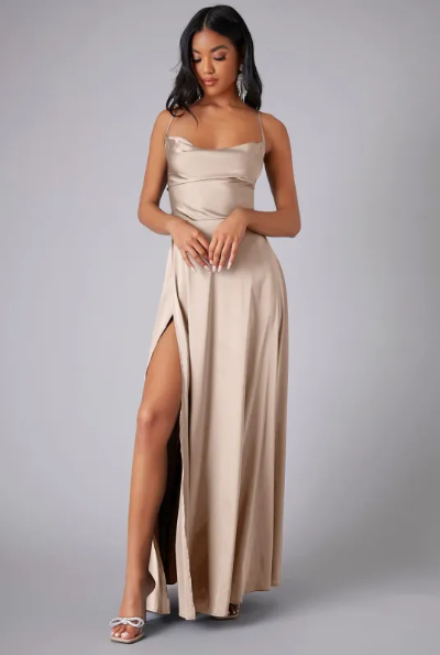Tavoria | Lace Up Maxi Dress Women Elegant Style