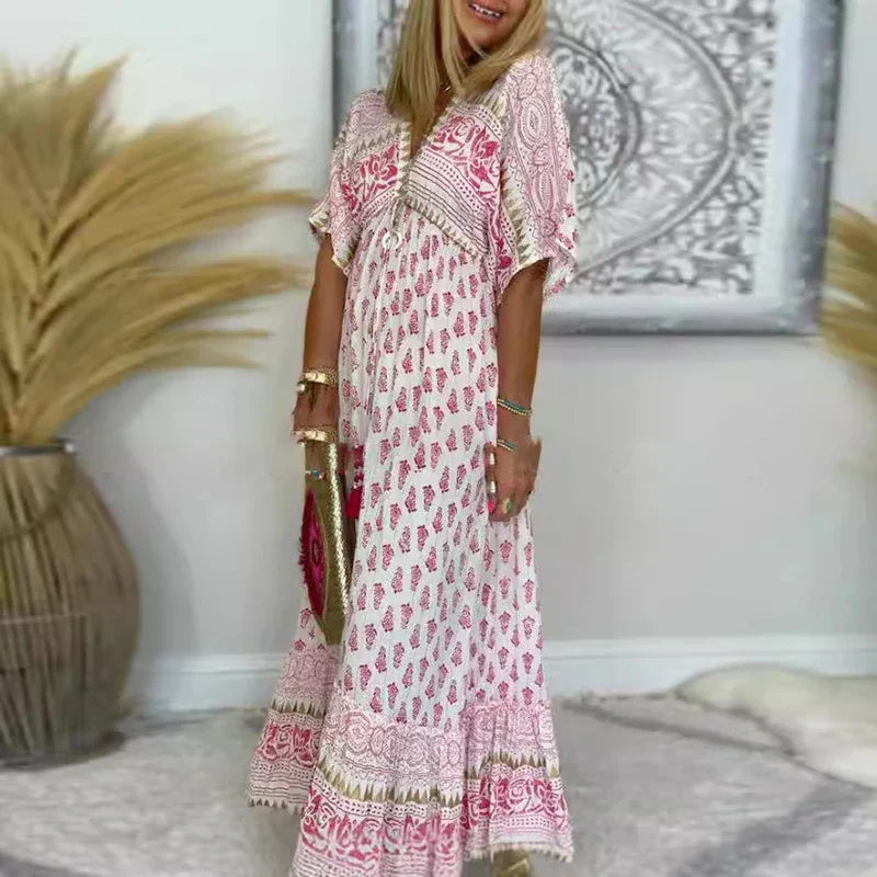 Isabeau | Boho Print Wedding Guest Maxi Dress