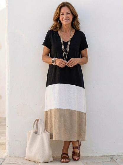 Cirelle | Trendy Color Block Midi Dress Summer Fashion