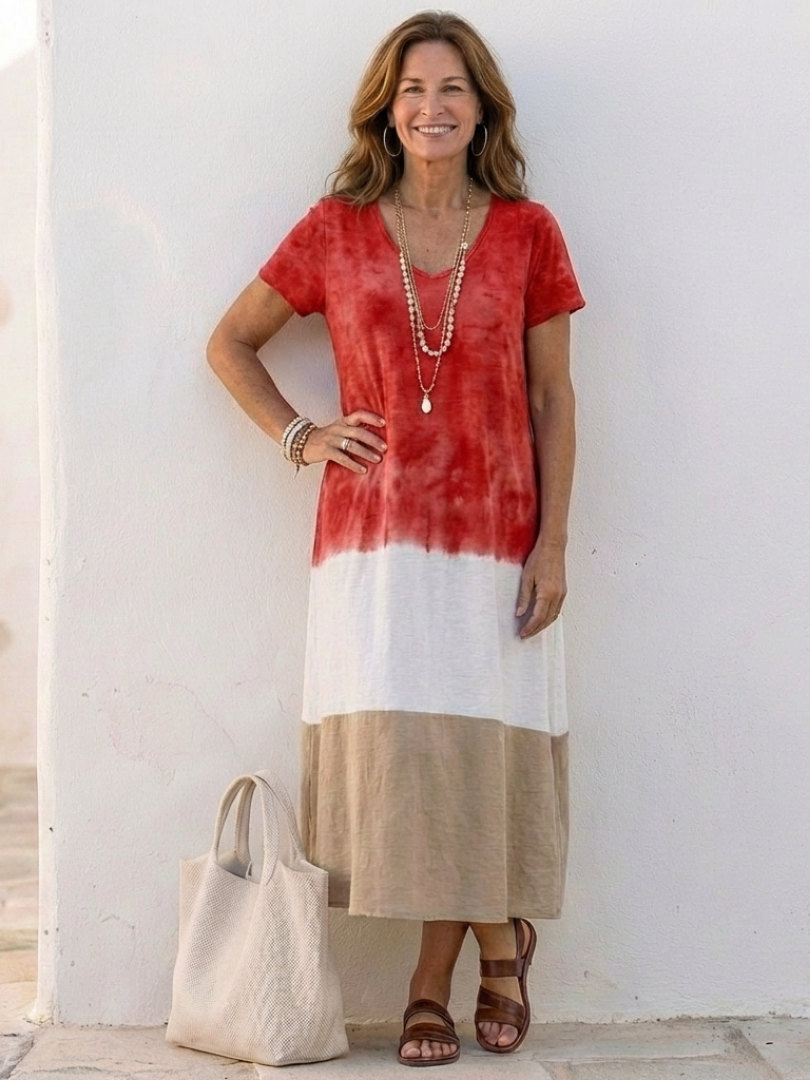 Cirelle | Trendy Color Block Midi Dress Summer Fashion